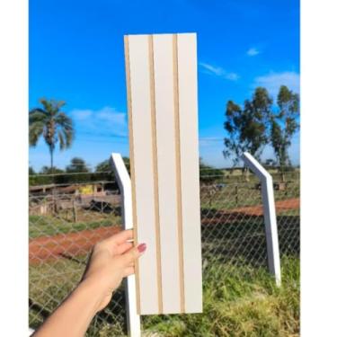 Imagem de Kit 100 Placas Painel Ripado Revestimento de Parede MDF 45x11 Decorativo Moderno Envio Imediato (Kit - 50 Placas,off White)