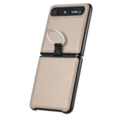 Imagem de Capa de couro confortável para Samsung Galaxy Z Flip 5 3 5G Flip4 flip5 flip2 Flip 4 2 Flip3 Capa protetora contra quedas, cáqui, para Samsung Z Flip 5