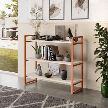 Imagem de Aparador Milão Com 3 Prateleiras Klm Móveis Off White / Bronze