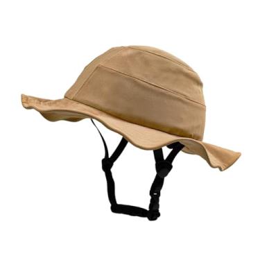 Imagem de UGPLM Capacete de bicicleta com formato de chapéu, resistente a impactos, ajustável, adulto, chapéu de pesca para mulheres, escola, uso diário, trabalho, Yellow M