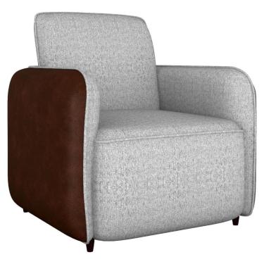 Imagem de Poltrona Decorativa Zurique 76 Cm Linho Vancouver Bege Corino Whisk Milani Store Bege