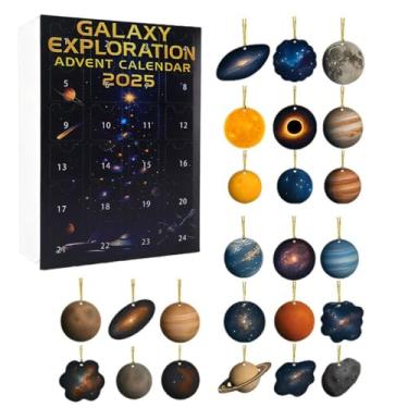 Imagem de AUNMAS 2025 Calendário do Advento Espaço Temático Contagem Regressiva de 24 Dias Com Ornamentos do Planeta Universo para Decorações de árvores de Natal Presente de Feriado