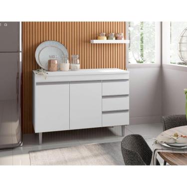 Imagem de Balcão Gabinete Para Cozinha Andréia 100 Cm Branco
