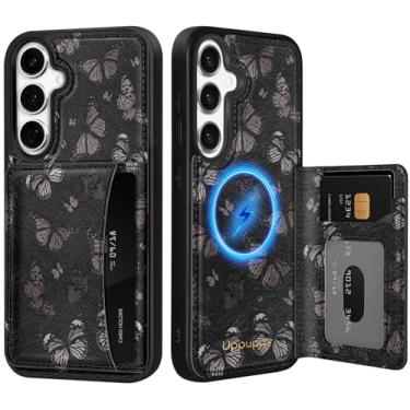 Imagem de Uppuppy Capa para Samsung Galaxy S25 Plus/S24 Plus com carteira - Compatível com MagSafe Cute Women Girls Couro Estético Titular Cartão de Crédito Capa de Telefone para S25Plus/S24Plus, Borboleta