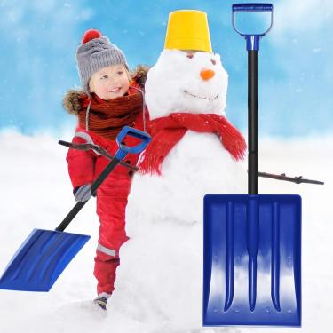 Imagem de Pá de neve infantil para crianças de 2 a 10 anos, pá de neve pequena de plástico com alça leve, pá de neve resistente de 86 cm, presentes para crianças, meninos, meninas, diversão na neve - azul