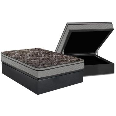 Imagem de Cama Box Baú Casal: Colchão Espuma Paropas D28 / EP Confort Firme+ Base CRC Suede Cinza(138x188)