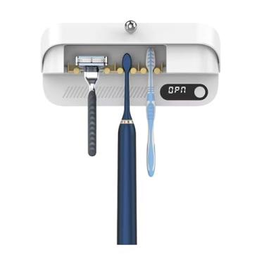 Imagem de Suporte e secador de escova de dentes, suporte para secador de dentes, placa de aquecimento e função de secagem do ventilador, suporte de escova de dentes recarregável e cronometrado, suporte de