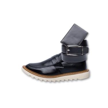 Imagem de ThézB Sapato Social Masculino, Oxford Tratorado, com Cinto e Carteira, Sola Alta 2cm, para Festas e Escritório (Preto Off, BR, Adulto, Numérico, 37)