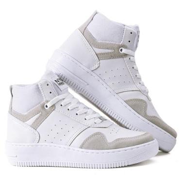Imagem de Tenis Bota Casual Masculino Feminino Nyc Shoes Cano Alto, Branco, 36