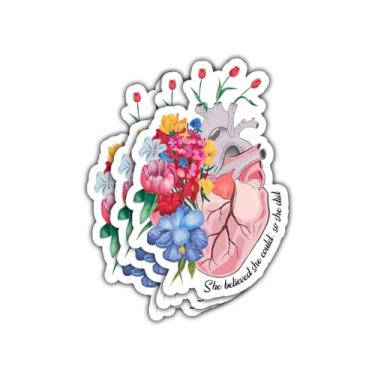 Imagem de 3 peças de adesivos anatômicos de coração inspiradores She Believed She Could So She Did Adesivos anatômicos coração She Knew She Could So She Did Adesivo decalque para laptop, garrafa de água, caixa