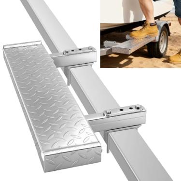 Imagem de Otoolling Degrau de reboque de barco de 15,2 cm × 50,8 cm com superfície antiderrapante degraus de reboque de barco resistente de alumínio para a língua serve para quadro de 10 cm × 7,6 cm