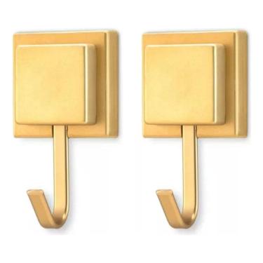 Imagem de Kit 2 Suporte Toalha Banho Gancho Dourado Fita Dupla Face 3M