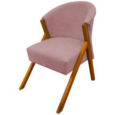 Imagem de Poltrona Decorativa Para Sala You Bouclê Premium Braça Amadeirada Rosê Bouclé