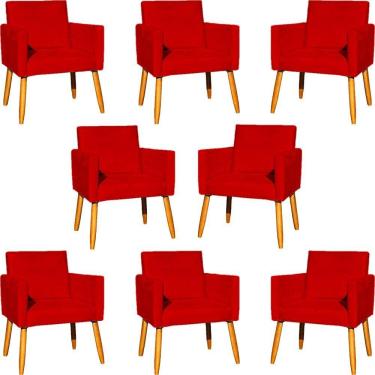 Imagem de Kit 8 Poltronas Nina Para Recepção Suede Cores Pé Palito 30cm Castanho - Suede