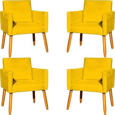 Imagem de Kit 4 Poltronas Para Recepção Nina Suede Cores Pé Palito 30cm Castanho - Suede