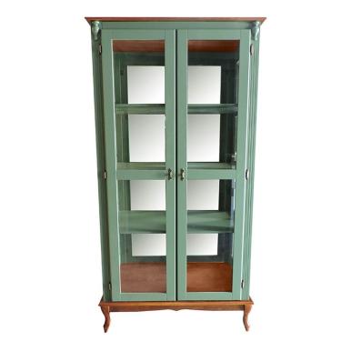 Imagem de Cristaleira Luiz Xv Espelhada Com 3 Prateleiras 1087e Verde Musgo