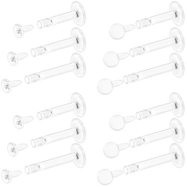 Imagem de Msndnkwo Brincos transparentes com costas planas de 16 g para nariz esportivo de plástico de silicone Tragus Conch Cartilagem Brincos Retentores Monroe Medusa Lip Rings Stud Labret Piercing Joias para