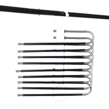 Imagem de Cabides para saias | Cabides de aço inoxidável que economizam espaço, suporte multifuncional dobrável para armazenamento de guarda-roupa, organizadores multifuncionais de pano para armário com dois