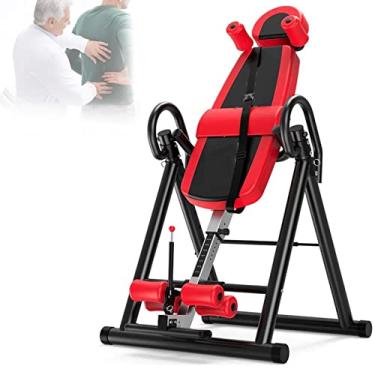 Imagem de Mesa de inversão, mesa de inversão robusta com encosto de cabeça ajustável e alças protetoras, estável, durável e dobrável, máquina de alongamento das costas da academia em casa, alivia a dor nas