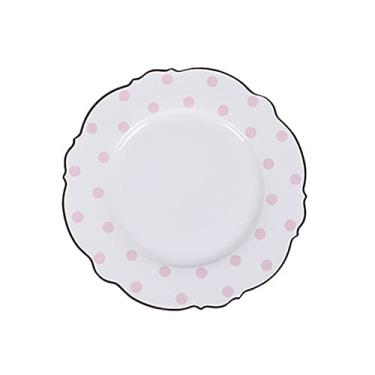 Imagem de Série Gold Edge de 28 cm Design Padrão de Pontos Cerâmica Salada/Massa/Fruta/Aperitivo/Pratos de Sobremesa Pratos de Natal Pratos de Jantar de Natal - Preto & Branco/Rosa e Branco (Cor: Rosa + Branco