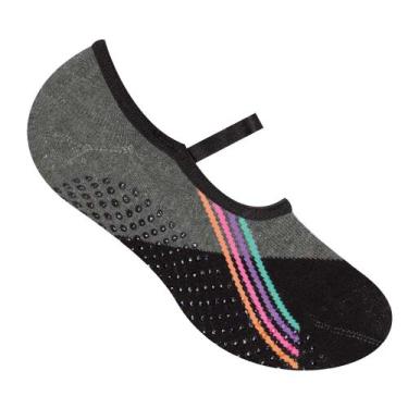 Imagem de Meia Feminina Selene Sapatilha Pilates Antiderrapante Cinza/preto, Cin