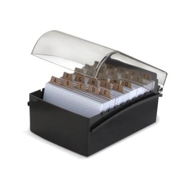 Imagem de Fichário de Mesa 4x6 Preto para Cartões e Fichas – Organizador de Cadastro, Clientes e Contatos para Escritório, Recepção e Atendimento