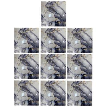 Imagem de Placa Adesiva Marmore 3D Kit 10 uni Autocolante Obra Reforma Casa Quar