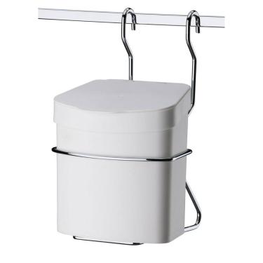 Imagem de Suporte com Lixeira Plástica Branca 2,5 Litros para Barra