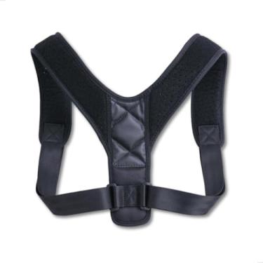 Imagem de Corretor de Postura Ajustável Unissex, Suporte Ortopédico para Coluna e Ombros, Faixa Lombar Ergonômica em Preto, Alívio de Dores nas Costas, Cinta Corretiva para Postura Diária