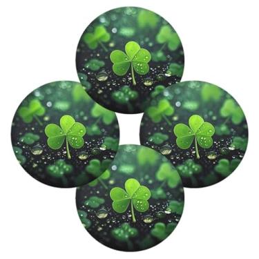 Imagem de ATTX Jogo americano redondo trevo verde para mesa de jantar, jogo americano de decoração do dia de São Patrício, tapetes para mesa de cozinha para 4#35