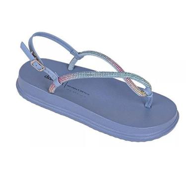 Imagem de Sandália Feminina Dakota Anabela Flatform Brilho Y6241 Azul, 36, Azul