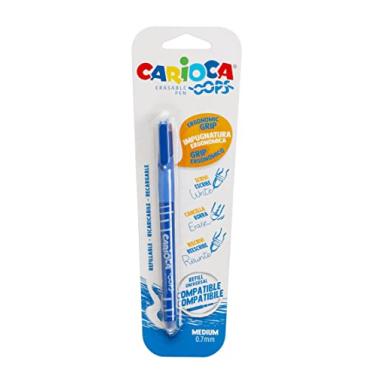 Imagem de Carioca Caneta preta Oops, caneta apagável recarregável para escola e escritório com capuz, borracha dupla e alça ergonômica, azul, 1 peça