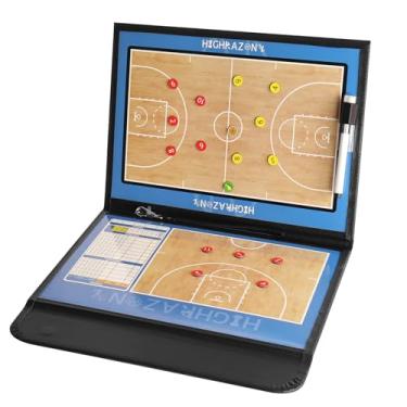Imagem de HIGHRAZON Placa de treinamento de basquete, kit de prancheta magnética tática para treinadores, placa de treinador de estratégia portátil com apagamento a seco, caneta marcadora