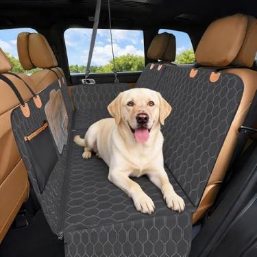 Imagem de NYLSYT Capa de assento de carro para cachorro para banco traseiro, rede de cachorro para carro, protetor de assento de carro para animais de estimação com janela de malha, capa de assento impermeável