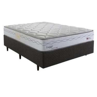 Imagem de Cama Box Casal Molas Maxspring Herval Luiggi e Base Saturno, 64x138x18