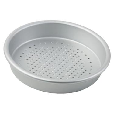 Imagem de KiBcsLic Assadeira de pizza perfurada, portátil e reutilizável, em liga de alumínio, para forno de pizza, ideal para restaurantes, uso doméstico e comercial, 6 Inch