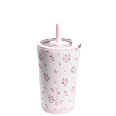 Imagem de HydroJug Copo diário de 400 ml – Copo isolado revestido de cerâmica com canudo e tampa de toque suave, compatível com porta-copos, isolamento a vácuo de parede dupla, copo de viagem reutilizável