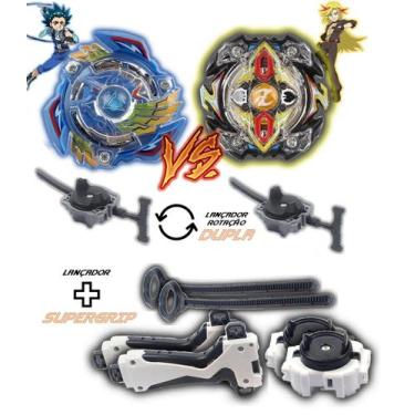 Imagem de Kit 2 Beyblade Burst + 4 Lançadores Valtryek Vs Zilion Zeutron Tornado