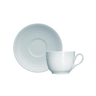 Imagem de Xícara e pires para café em porcelana, modelo Chevron, 75 ml, Germer, Azul