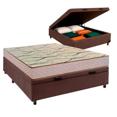 Imagem de Conjunto Cama Box Bau Marrom Casal + Colchão D33 Maxsono Paropas