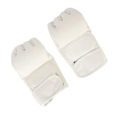 Imagem de ZJchao Luva de Engrenagem de Taekwondo de Meio Dedo, Luva de Boxe Com Faixa de Pulso Ajustável para Saco de Pancadas, Absorção de Choque Confortável, Design de Palma Aberta (Branca)