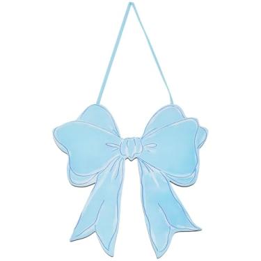 Imagem de CREATCABIN Placa de madeira com laço de madeira com laço bonito decoração artística de parede decoração de porta de boas-vindas para casa quarto apartamento faculdade dormitório interior exterior