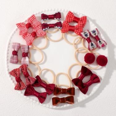 Imagem de 20 peças de laços de cabelo com laços, pequenos elásticos de 4 cm, suportes de rabo de cavalo, tecido macio, laço de flor, faixas de cabelo de borracha para mulheres jovens (20 peças)