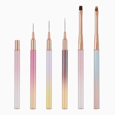 Imagem de Conjunto de 5 peças de pincéis de arte de unhas removíveis de cor gradiente com alça de metal 11,7 cm, forro UV, gel UV