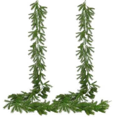 Imagem de RECUTMS Guirlanda de pinheiro de primavera, 2 peças, 2 peças, garfo de cipreste, verde e cipreste, vinhas de Natal, agulhas de pinheiro Norfolk, decoração de rattan, Natal, casa, jardim, lareira para