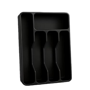 Imagem de Porta Talheres De Gaveta Organizador Cozinha Resistente com Divisória 32 cm x26 cm x4 cm para Casa, Apartamento ou Kitnet, Perfeito para Refeições Familiares(PRETO,KIT C/ 2 UNIDADES)