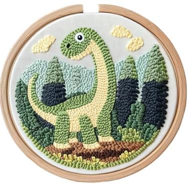 Imagem de Kit de agulhas de perfuração para adultos iniciantes, kits completos de artesanato de bordado para adultos com argola, tecido padrão, fio, passador de agulha, instruções, artesanato de bordado DIY