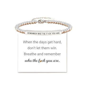 Imagem de Pulseira Remember Who You Are para mulheres, pulseira de incentivo inspiradora, joia motivacional edificante para mulheres, presentes de amizade para mulheres, presentes de Natal, Dia dos Namorados