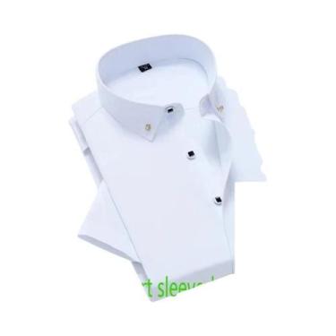 Imagem de Camisa Casual Masculina Branca De Manga Curta E Manga Longa Versão Cor