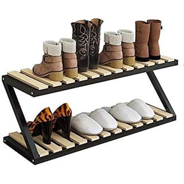 Imagem de Lss9azznmm Armário de sapato doméstico organizador para prateleiras de sapatos para a casa sapateira para ferro forjado no espaço em madeira maciça caixa de sapatos estrela da luz